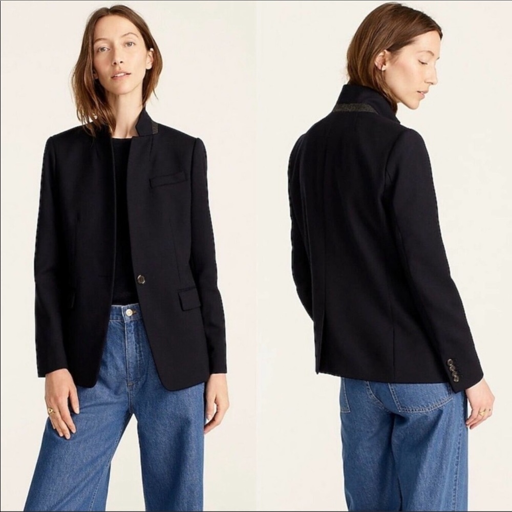 J.Crew dark navy wool one button Regent blazer jacket